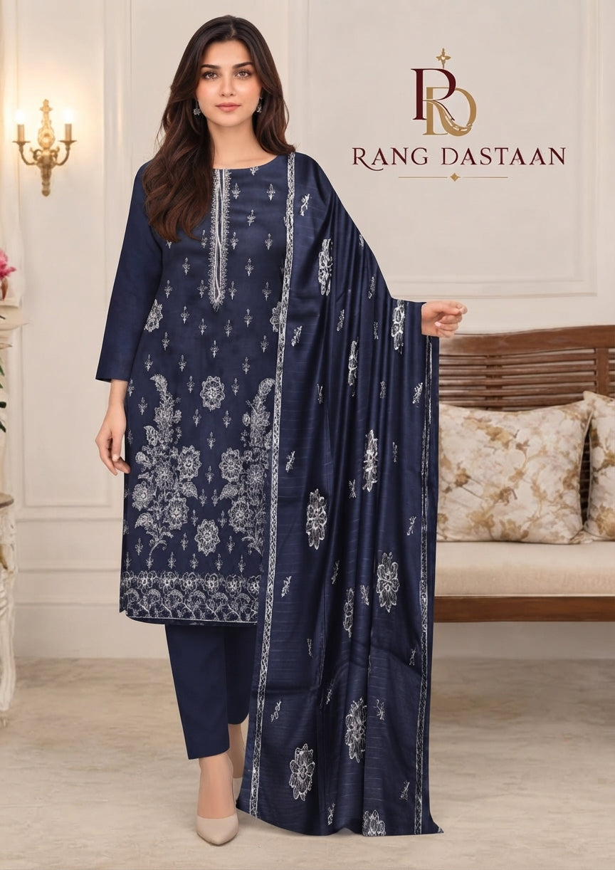CRYSTAL DHANAK HEAVY EMBROIDERED 3PC SUIT