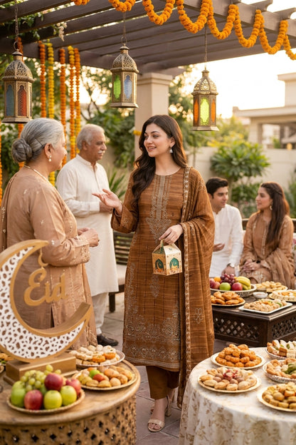 CRYSTAL DHANAK HEAVY EMBROIDERED 3PC SUIT