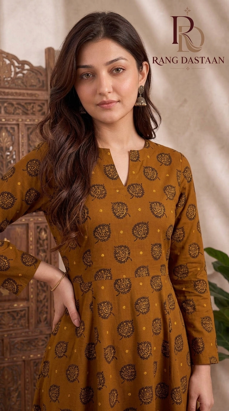 Golden Amber Tree — Printed Khaddar 2-Piece Unstitched Suit
