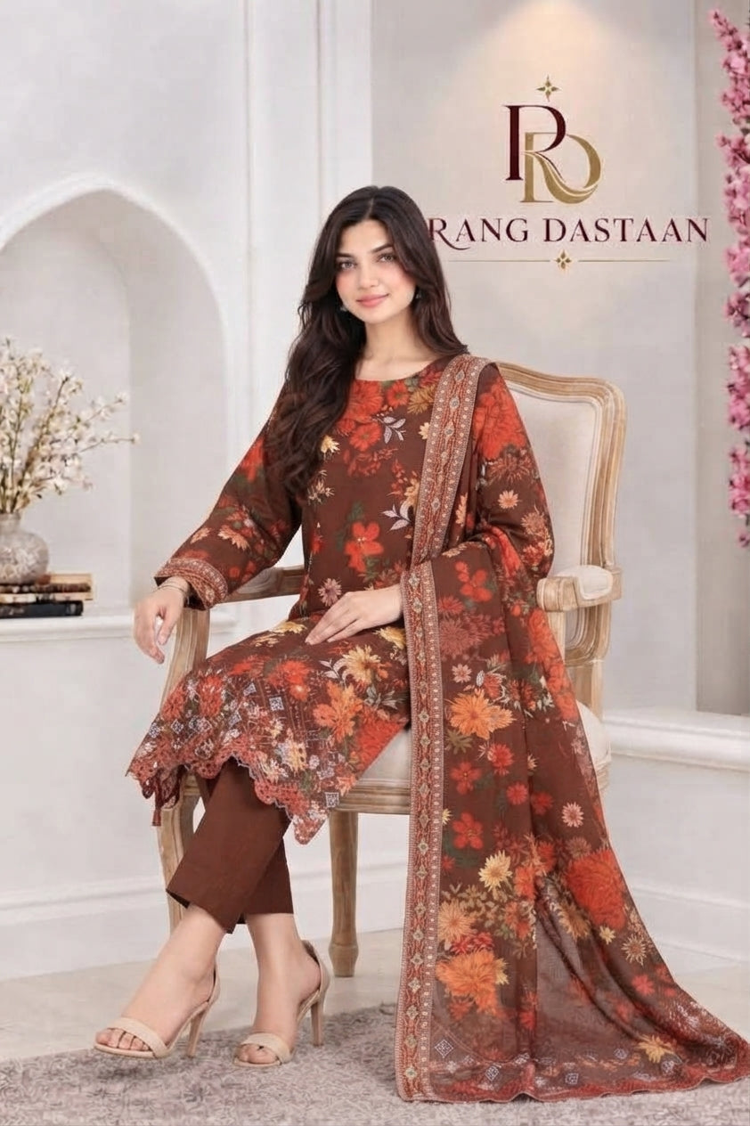 3 PIECE - EMBROIDERED LIGHT KHADDAR SUIT