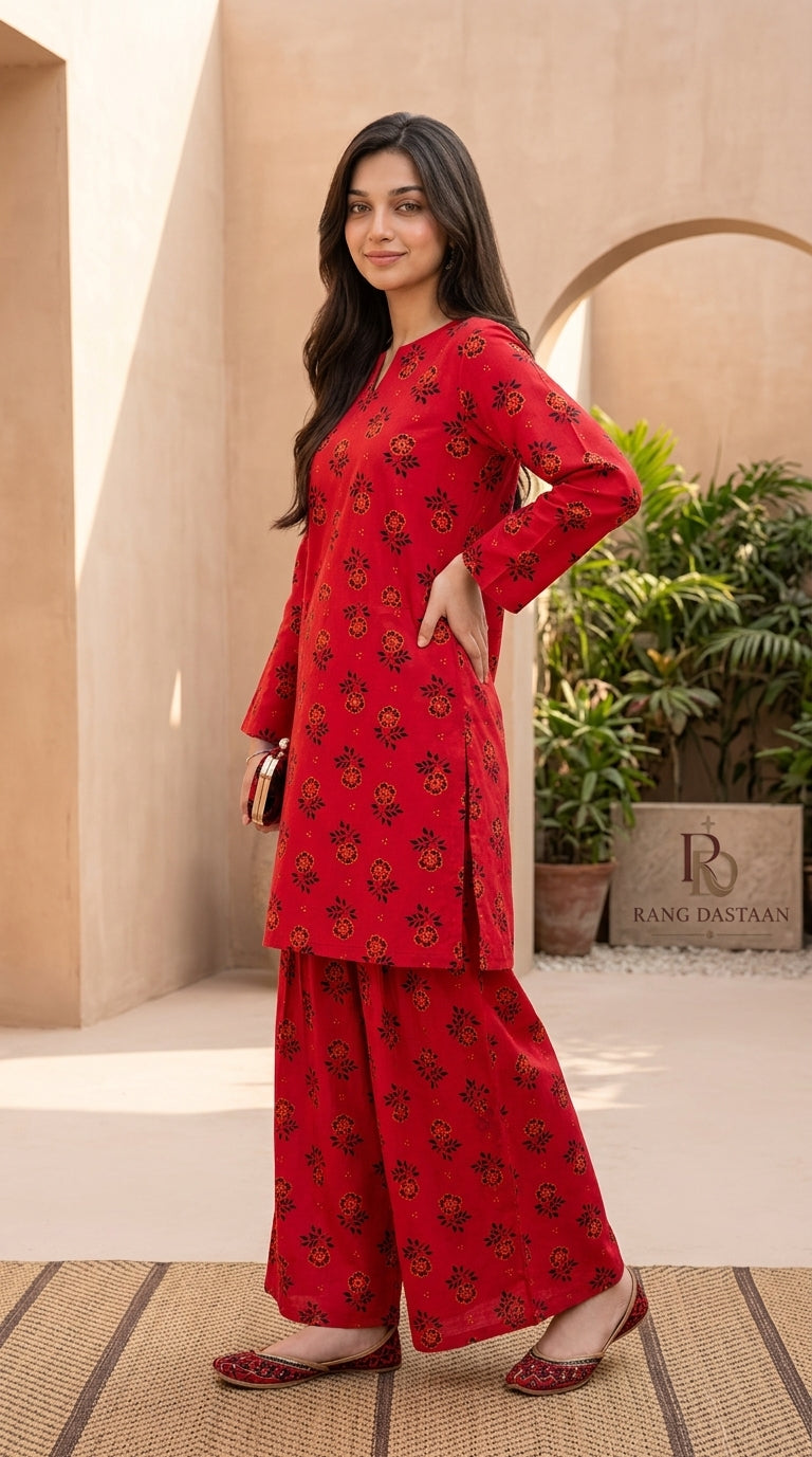 Ruby Bloom — Printed Khaddar 2-Piece Unstitched Suit