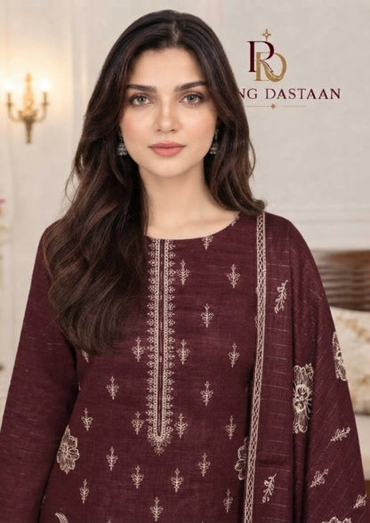 CRYSTAL DHANAK HEAVY EMBROIDERED 3PC SUIT