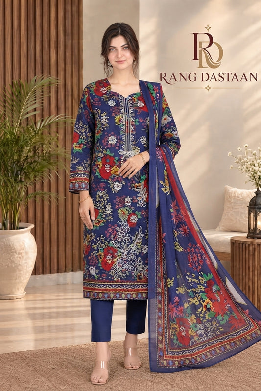 3 PIECE - EMBROIDERED DHANAK SUIT