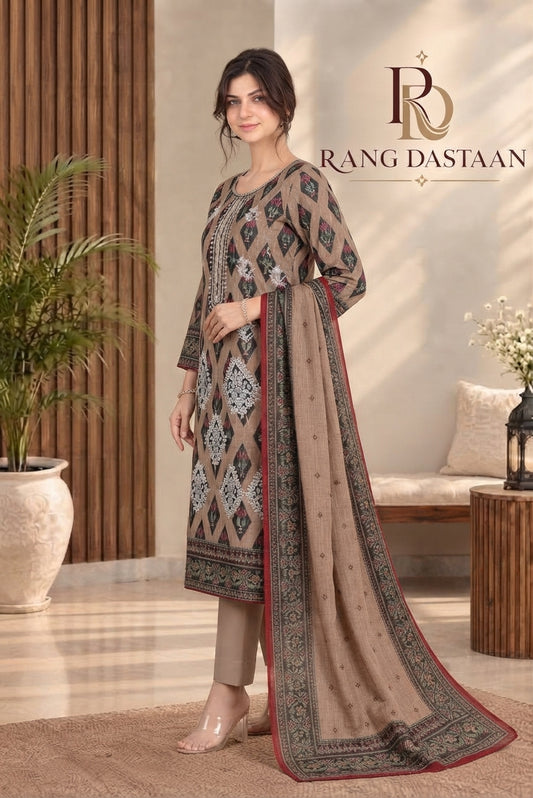 3 PIECE - EMBROIDERED DHANAK SUIT