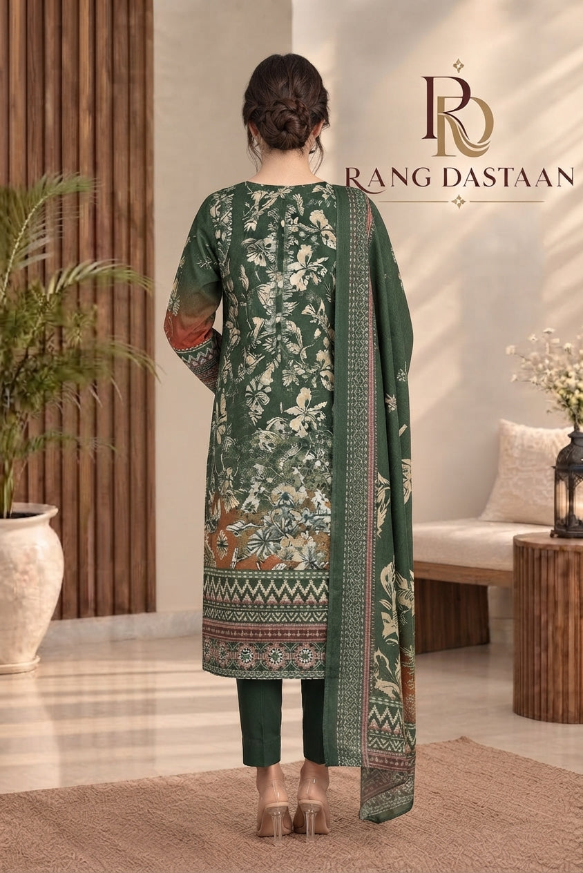 3 PIECE - EMBROIDERED DHANAK SUIT