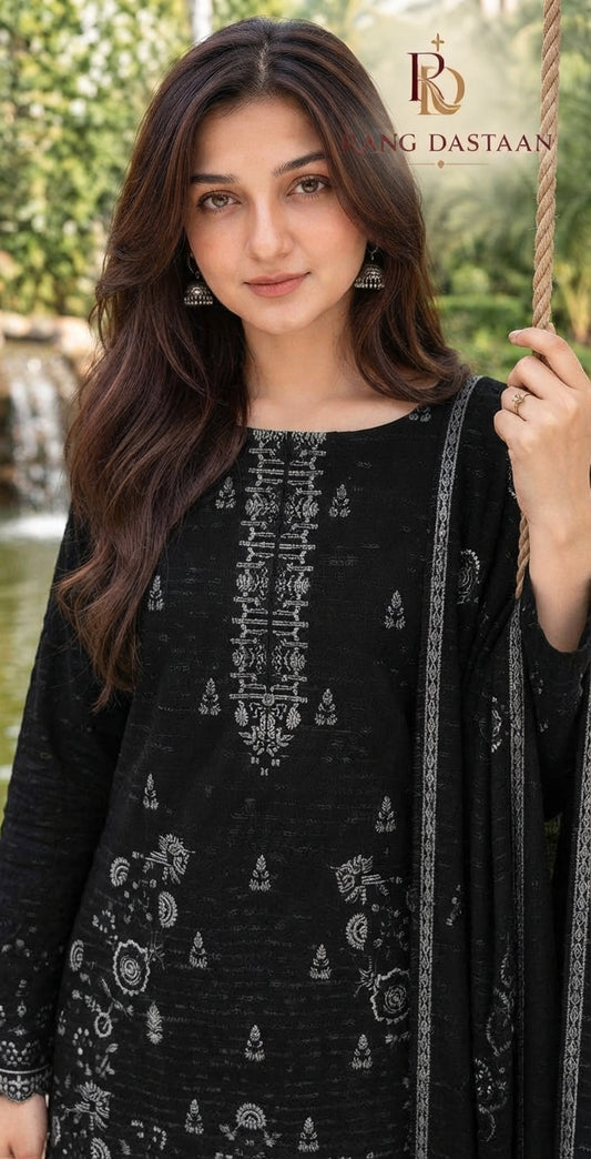 CRYSTAL DHANAK HEAVY EMBROIDERED 3PC SUIT
