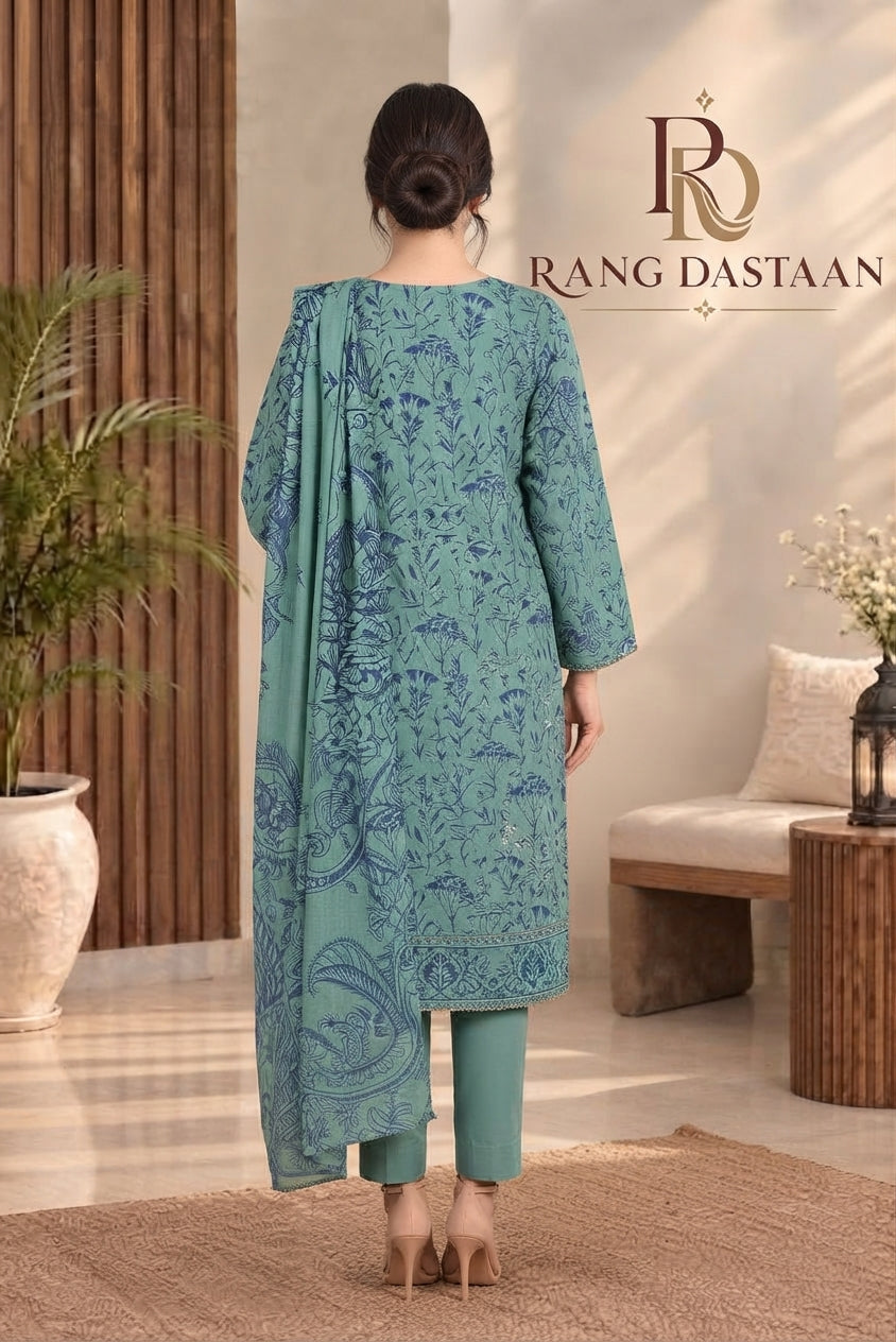 3 PIECE - EMBROIDERED DHANAK SUIT