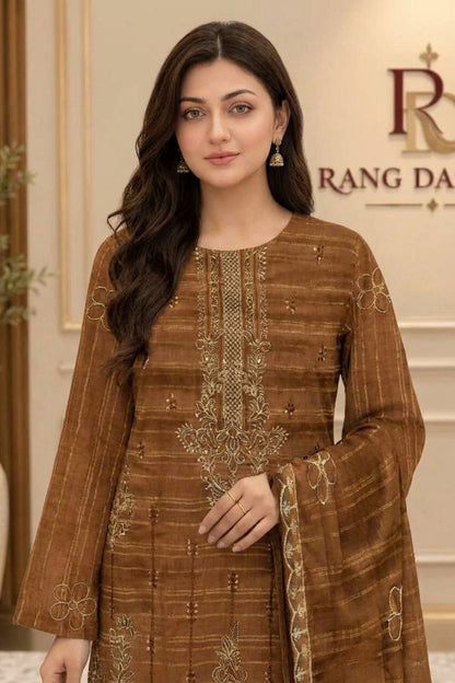 CRYSTAL DHANAK HEAVY EMBROIDERED 3PC SUIT