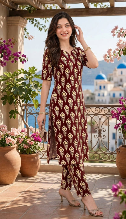 Burgundy Bloom — Printed Lawn 2-Piece Unstitched Suit
