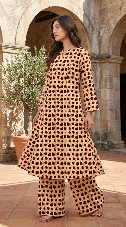 Burgundy Vine — Printed Khaddar 2-Piece Unstitched Suit