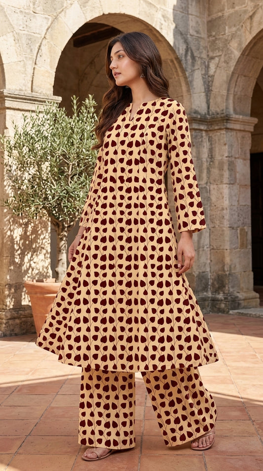 Burgundy Vine — Printed Khaddar 2-Piece Unstitched Suit
