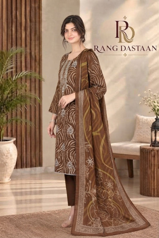 3 PIECE - EMBROIDERED DHANAK SUIT