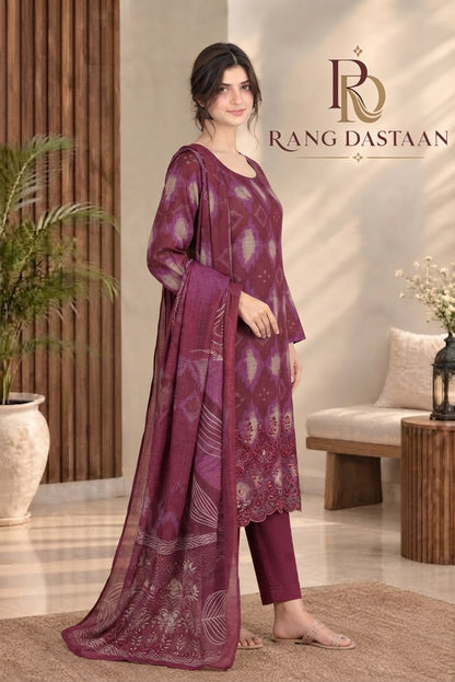 3 PIECE - EMBROIDERED DHANAK SUIT