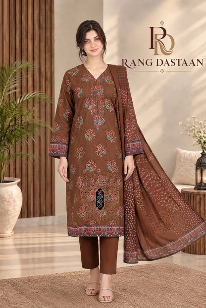 3 PIECE - EMBROIDERED DHANAK SUIT