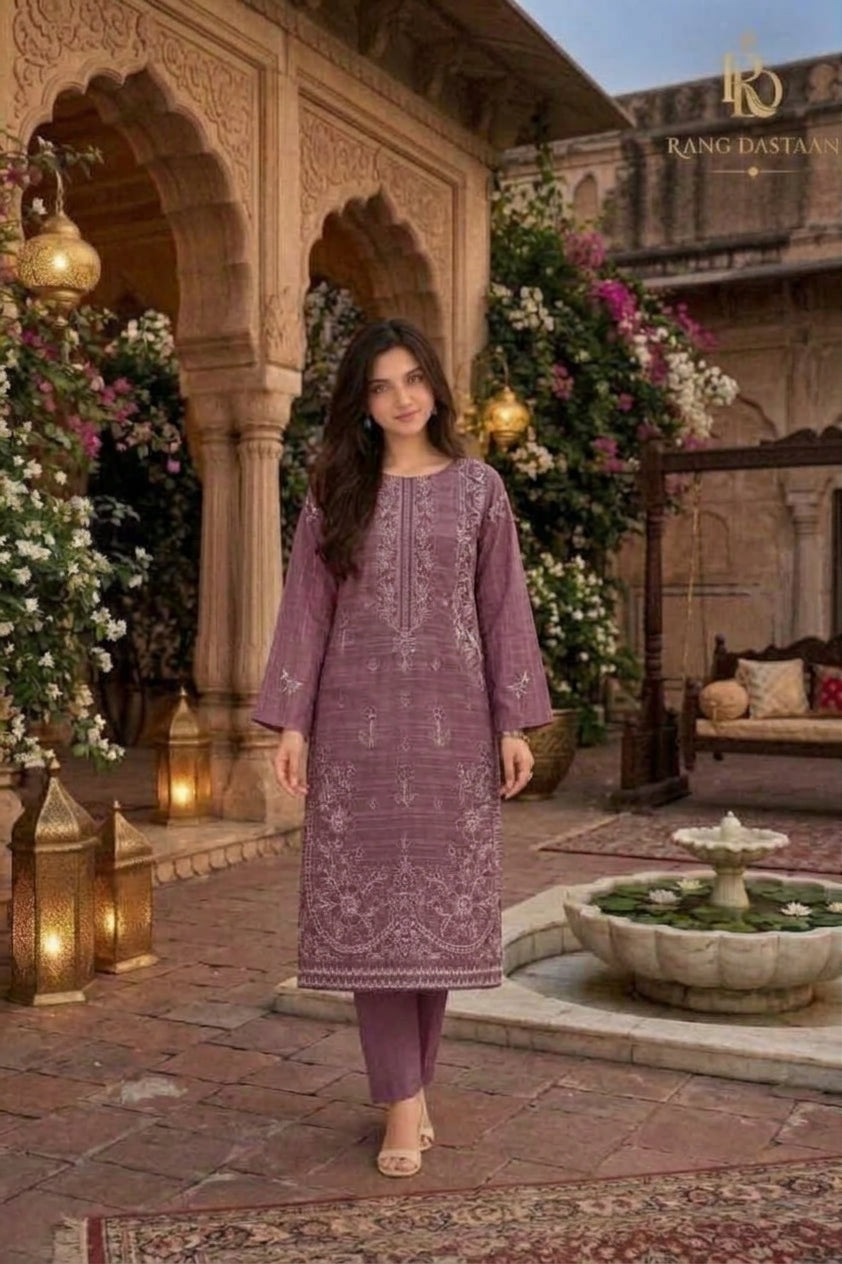 CRYSTAL DHANAK HEAVY EMBROIDERED 3PC SUIT