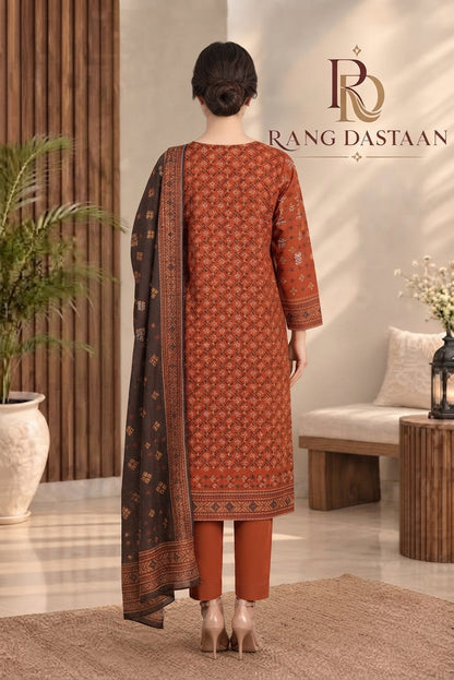 3 PIECE - EMBROIDERED DHANAK SUIT