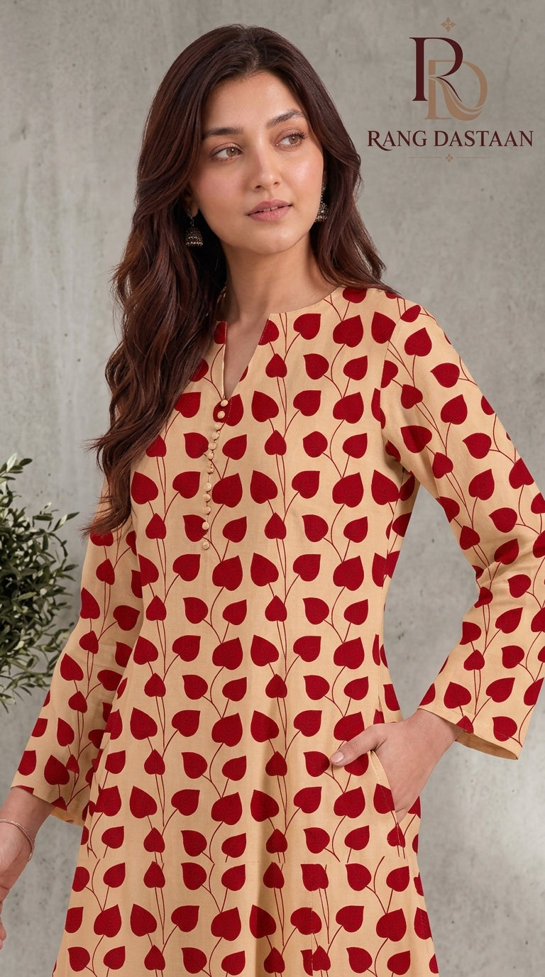 Crimson Hearts — Printed Khaddar 2-Piece Unstitched Suit