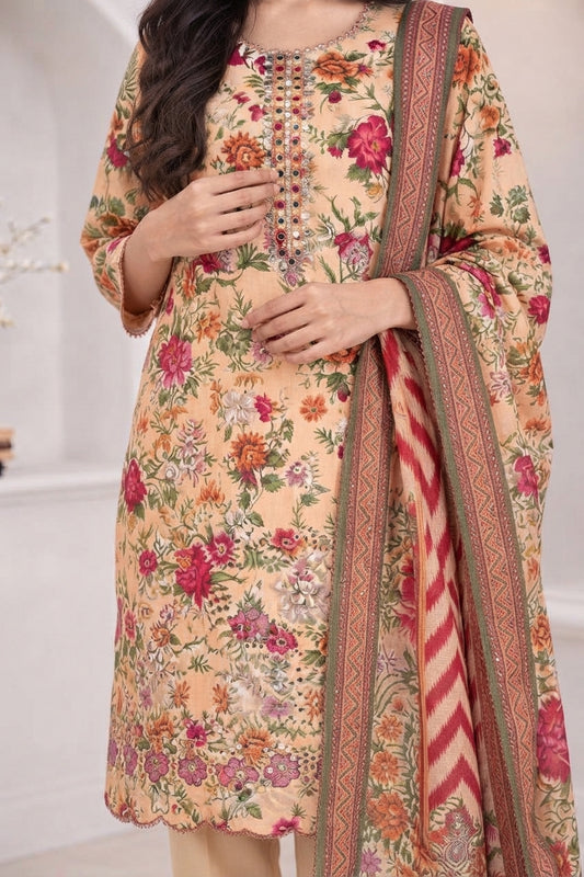 3 PIECE - EMBROIDERED LIGHT KHADDAR SUIT