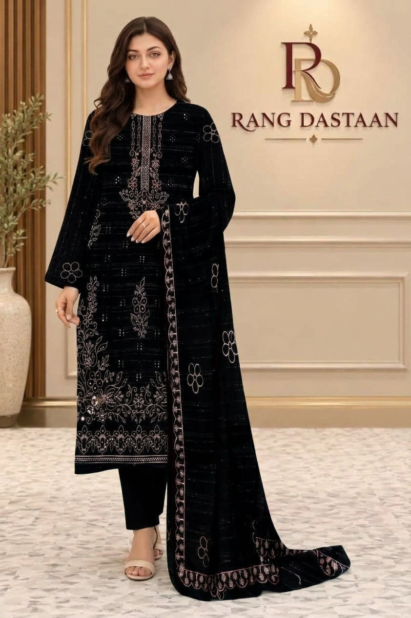 CRYSTAL DHANAK HEAVY EMBROIDERED 3PC SUIT