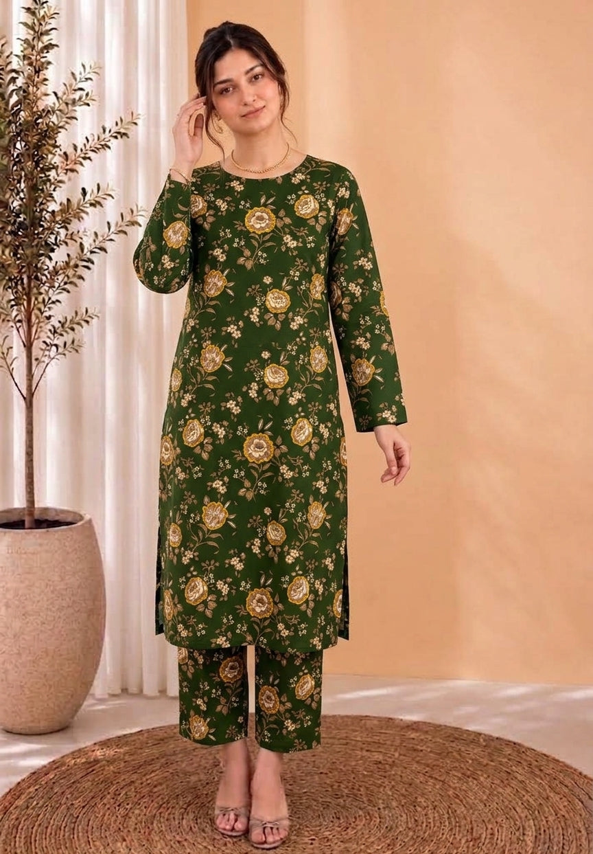 Olive Garden — Printed Khaddar 2-Piece Unstitched Suit