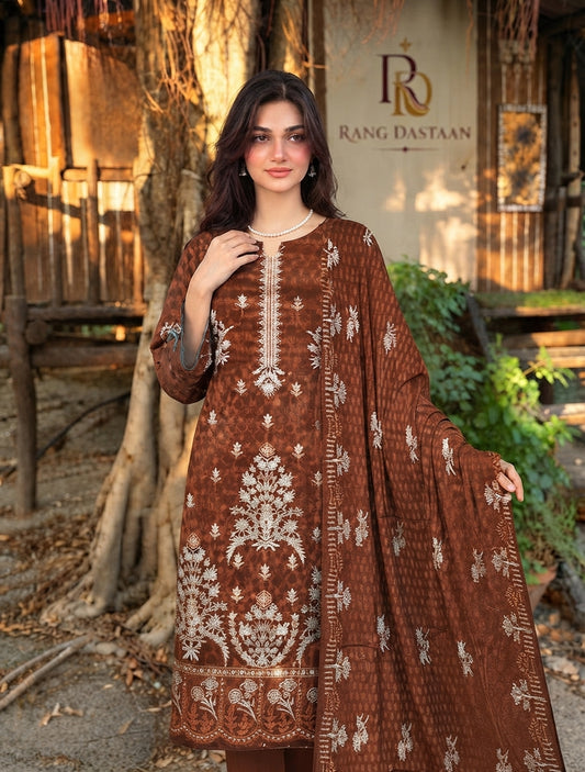 CRYSTAL DHANAK HEAVY EMBROIDERED 3PC SUIT