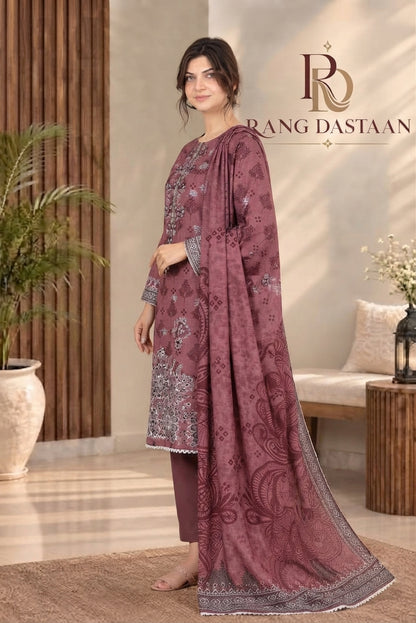 3 PIECE - EMBROIDERED DHANAK SUIT
