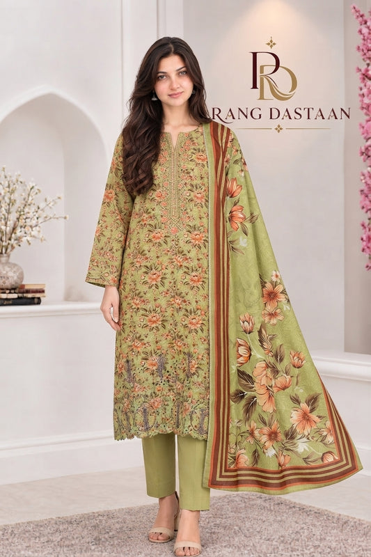 3 PIECE - EMBROIDERED LIGHT KHADDAR SUIT