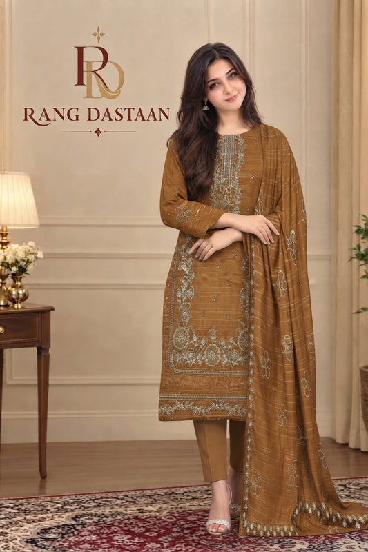 CRYSTAL DHANAK HEAVY EMBROIDERED 3PC SUIT