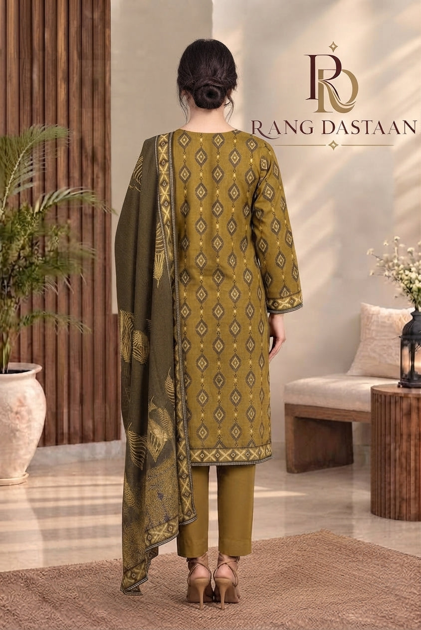 3 PIECE - EMBROIDERED DHANAK SUIT