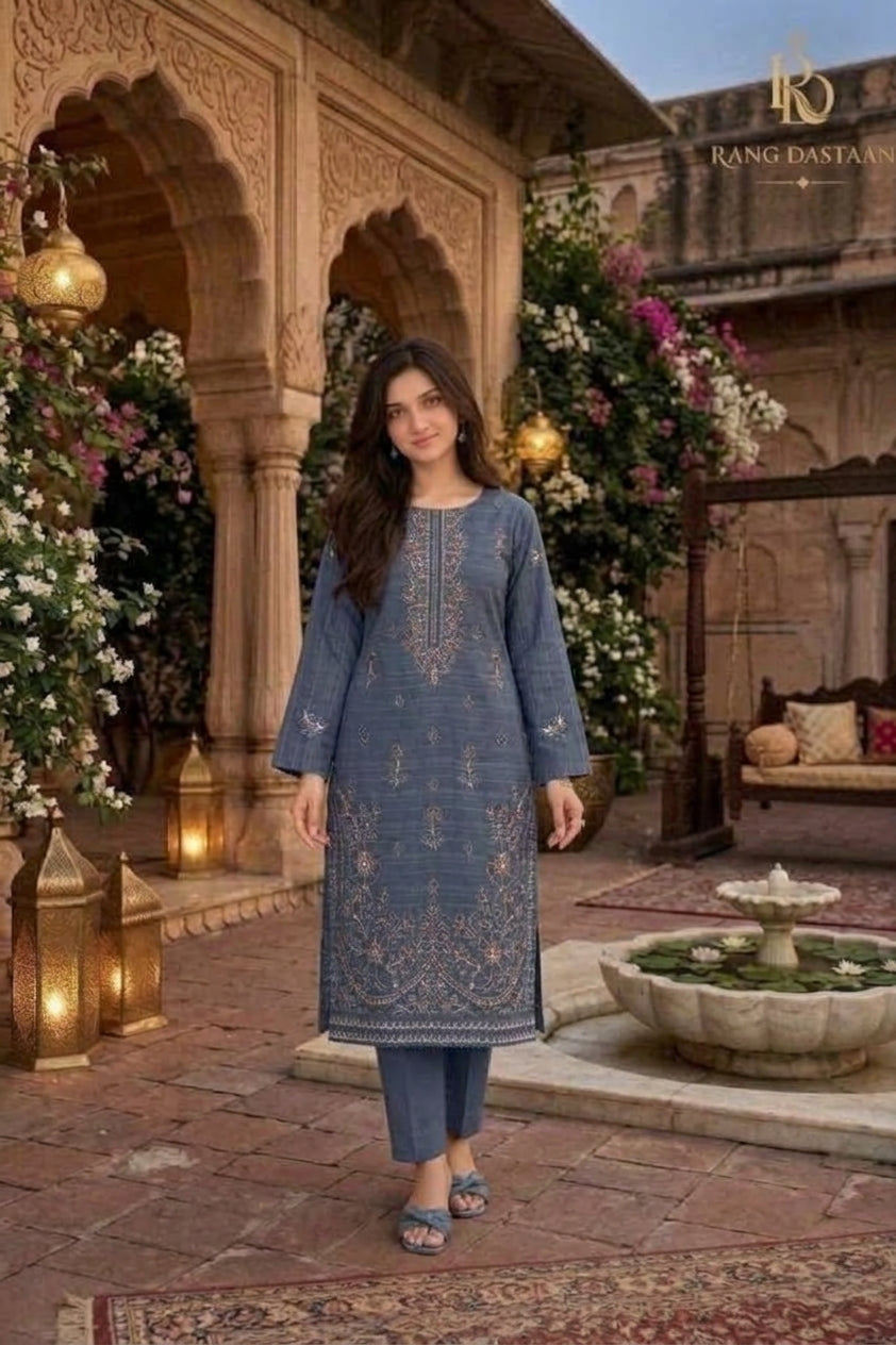 CRYSTAL DHANAK HEAVY EMBROIDERED 3PC SUIT