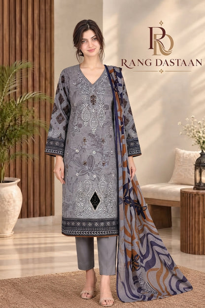 3 PIECE - EMBROIDERED DHANAK SUIT