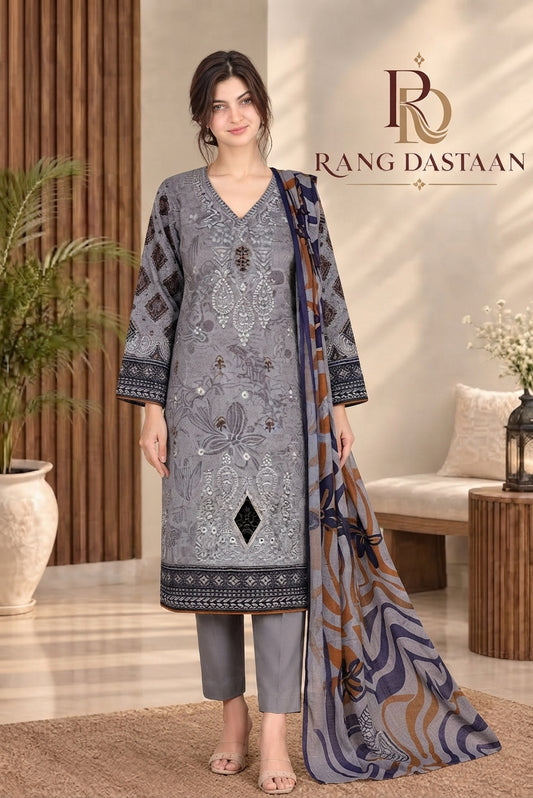 3 PIECE - EMBROIDERED DHANAK SUIT