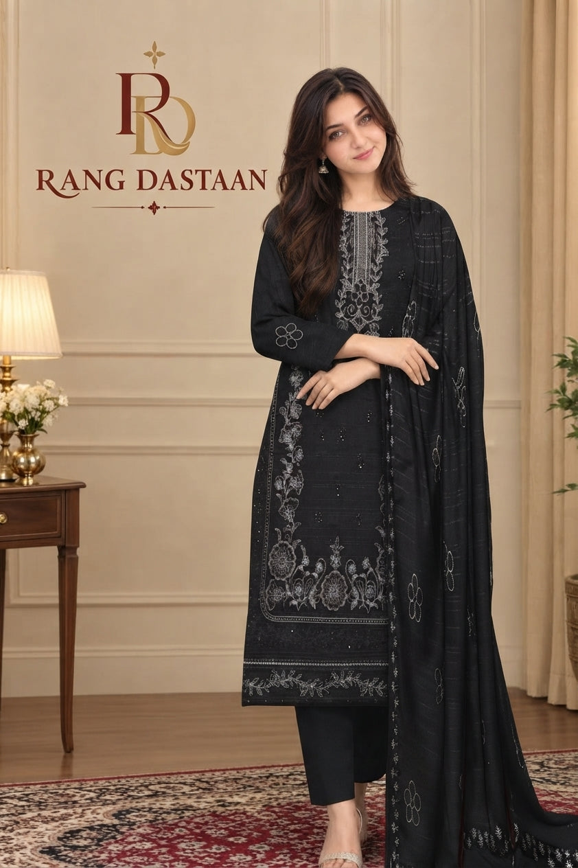 CRYSTAL DHANAK HEAVY EMBROIDERED 3PC SUIT