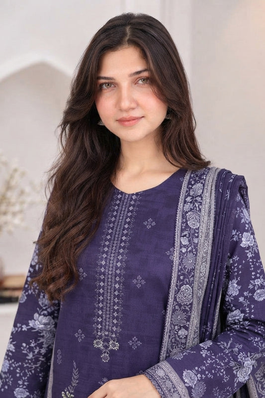 3 PIECE - EMBROIDERED LIGHT KHADDAR SUIT