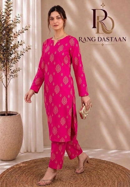 Royal Fuchsia — Printed Khaddar 2-Piece Unstitched Suit