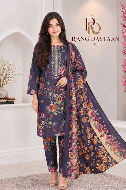 3 PIECE - EMBROIDERED LIGHT KHADDAR SUIT