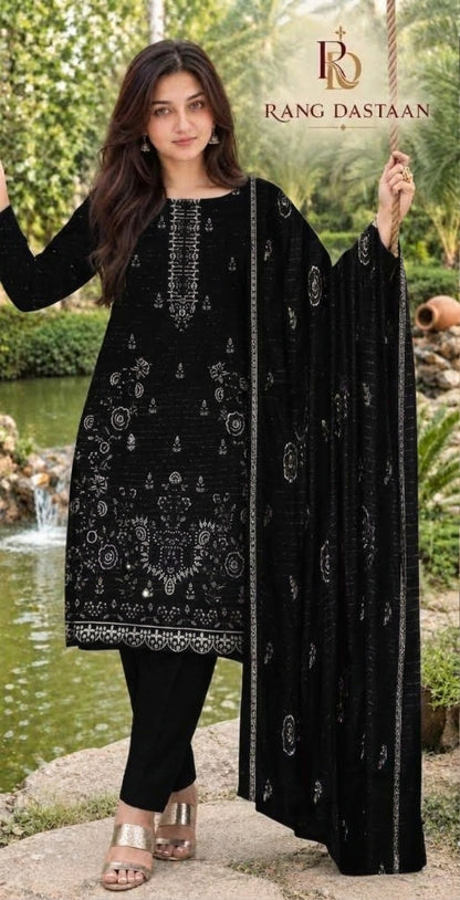CRYSTAL DHANAK HEAVY EMBROIDERED 3PC SUIT