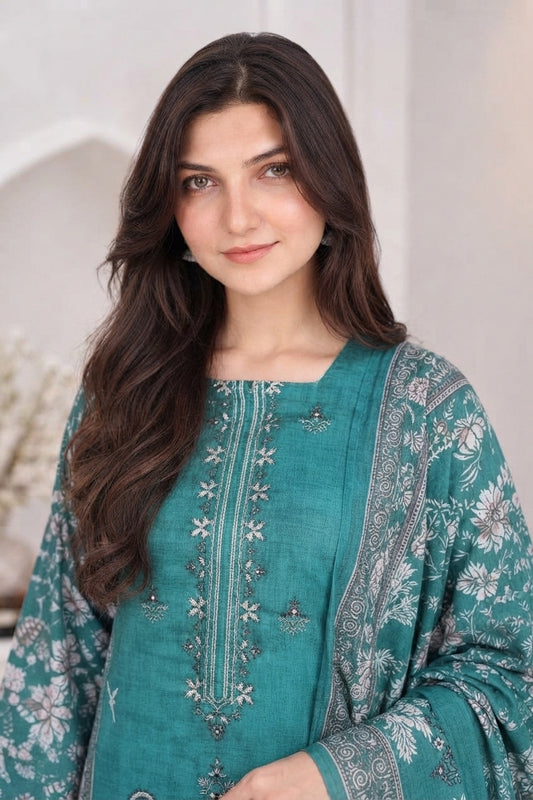 3 PIECE - EMBROIDERED LIGHT KHADDAR SUIT