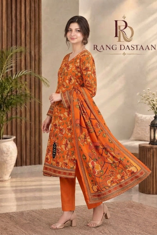 3 PIECE - EMBROIDERED DHANAK SUIT