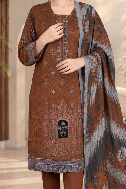 3 PIECE - EMBROIDERED DHANAK SUIT