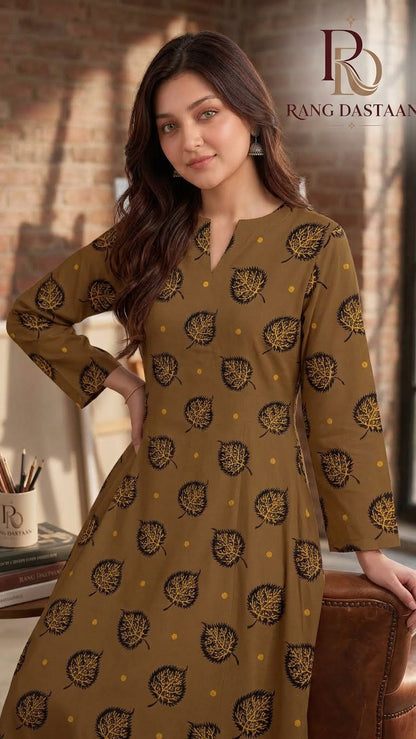 Mocha Gold Tree — Printed Khaddar 2-Piece Unstitched Suit