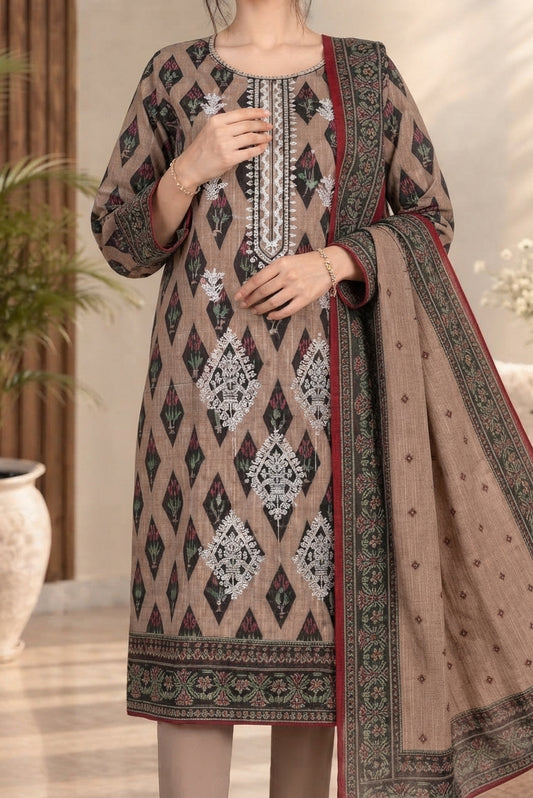 3 PIECE - EMBROIDERED DHANAK SUIT