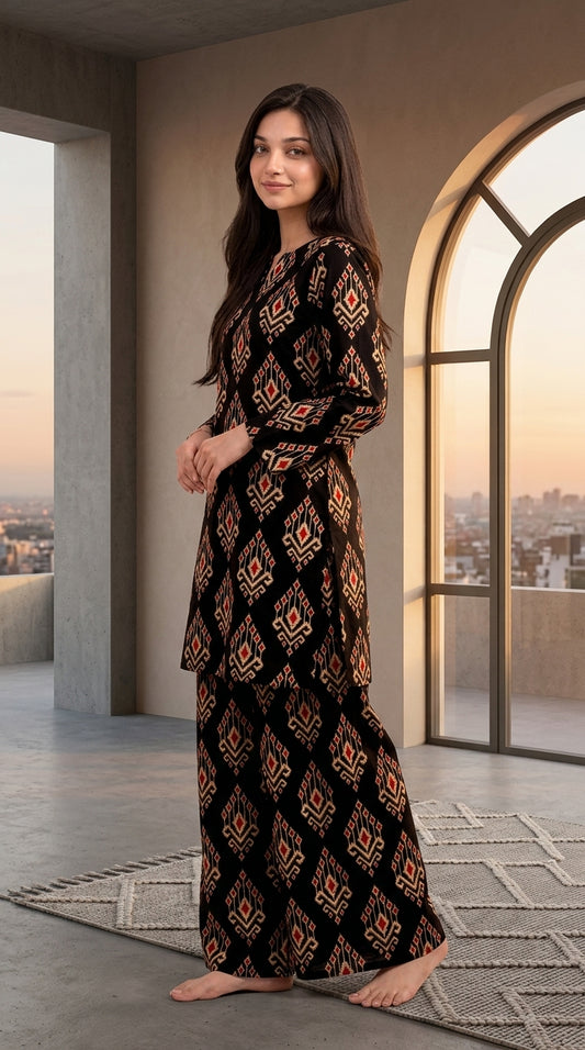 Black Heritage — Printed Khaddar 2-Piece Unstitched Suit