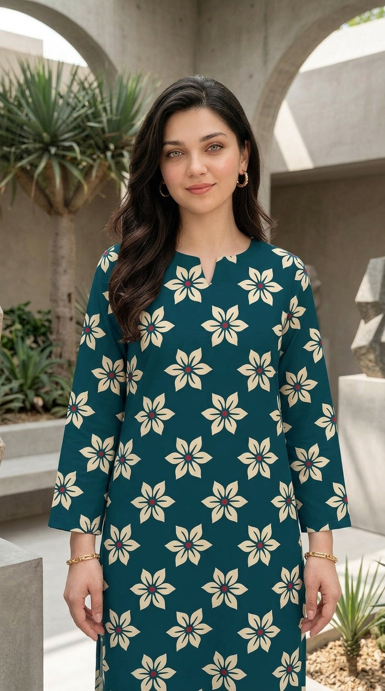 Teal Petal — Printed Lawn 2-Piece Suit