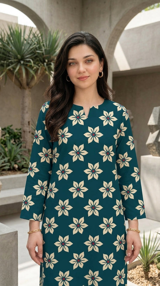 Teal Petal — Printed Lawn 2-Piece Suit