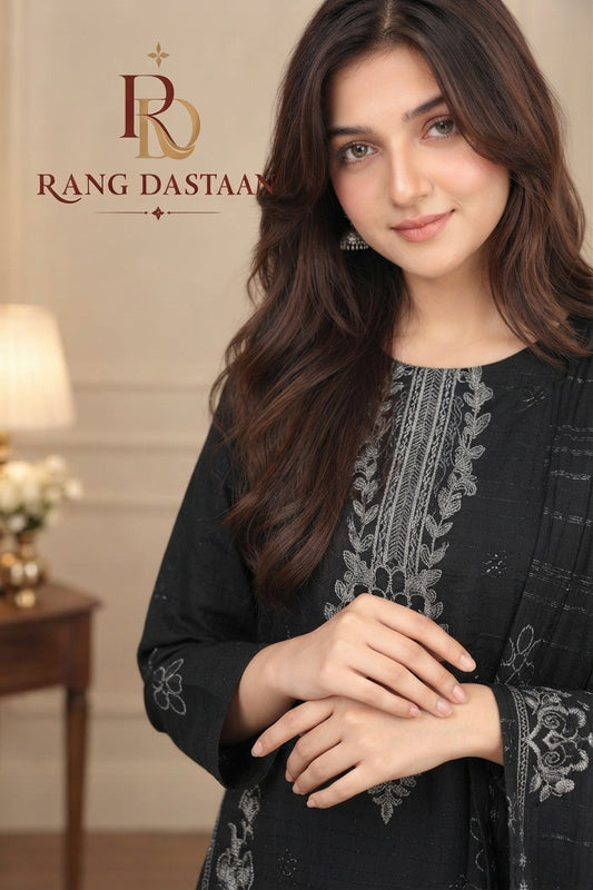 CRYSTAL DHANAK HEAVY EMBROIDERED 3PC SUIT