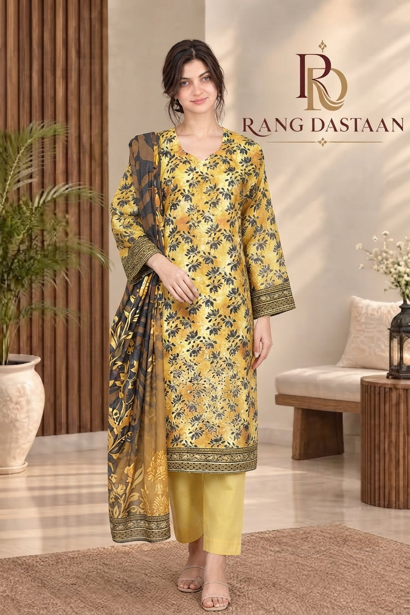 3 PIECE - EMBROIDERED DHANAK SUIT