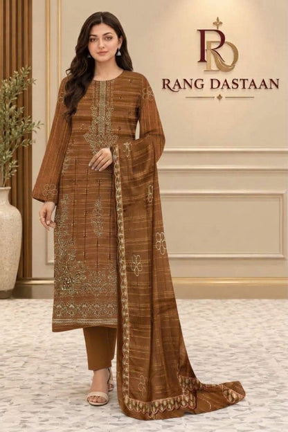 CRYSTAL DHANAK HEAVY EMBROIDERED 3PC SUIT