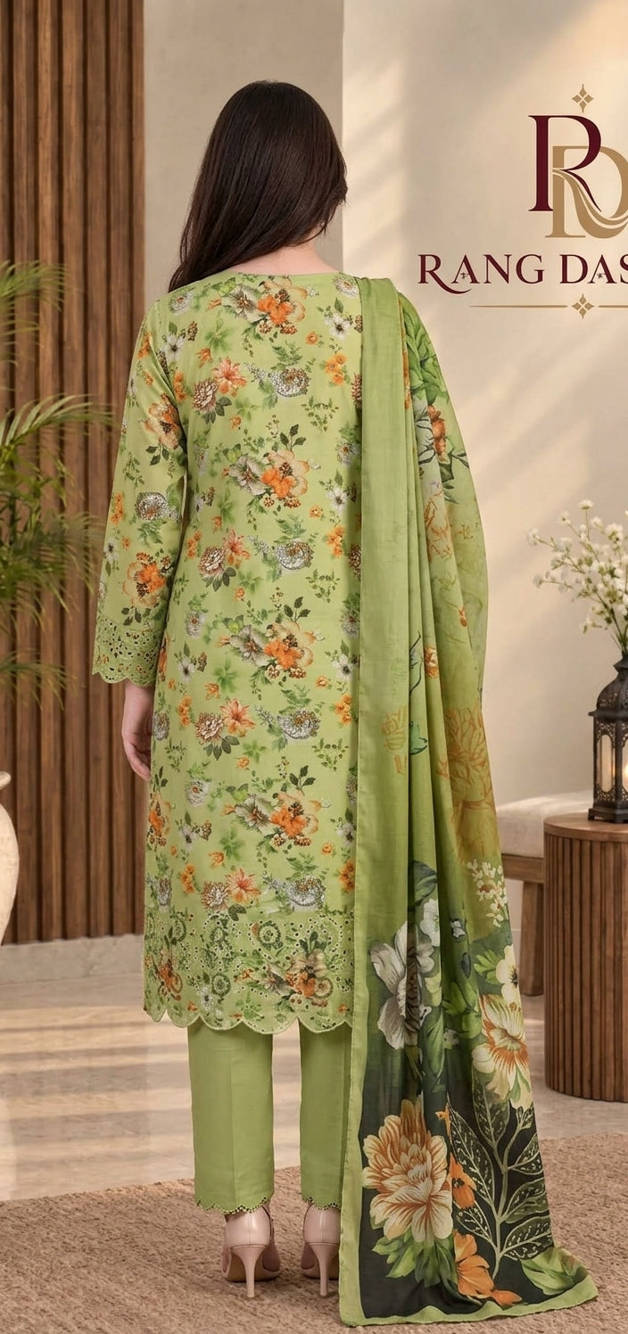 3 PIECE - EMBROIDERED DHANAK SUIT
