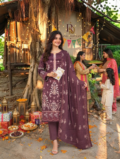 CRYSTAL DHANAK HEAVY EMBROIDERED 3PC SUIT